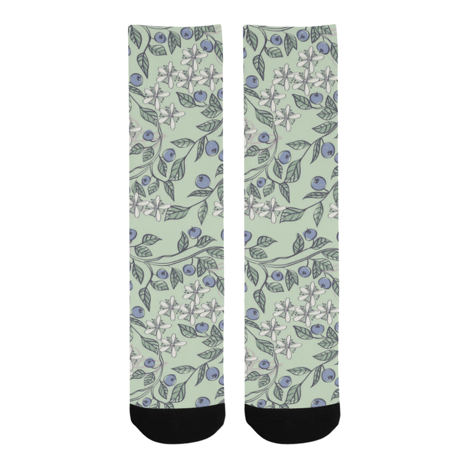 hand drawn blueberry pattern Crew Socks