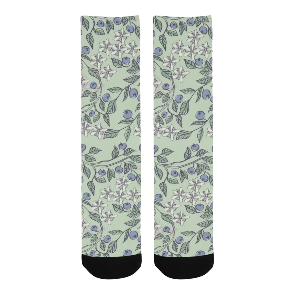 hand drawn blueberry pattern Crew Socks