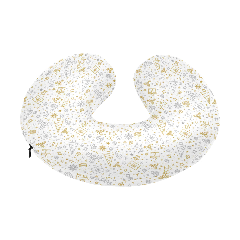 Christmas tree Christmas element Silver gold patte U-Shaped Travel Neck Pillow