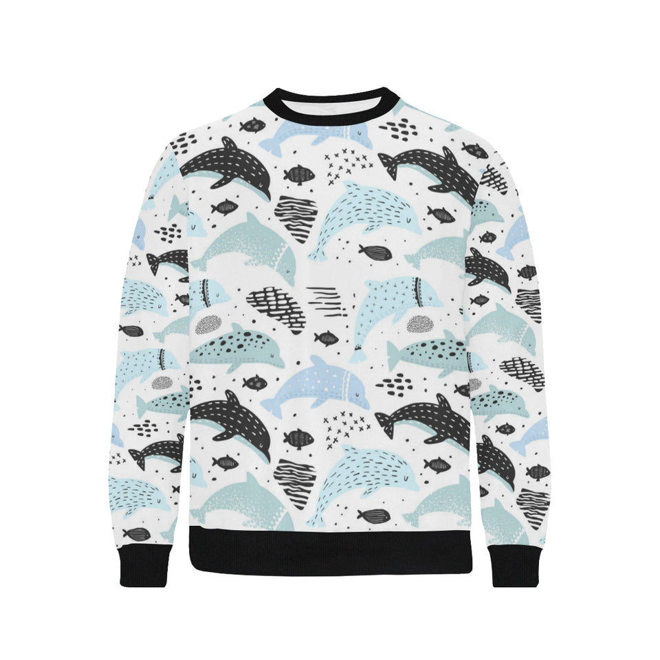 Cute dolphins Childish Style pattern Men's Crew Neck Sweatshirt