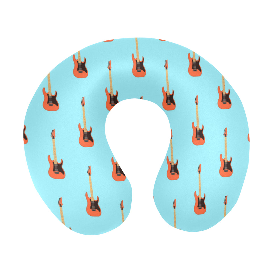 electric guitar pattern light blue background U-Shaped Travel Neck Pillow