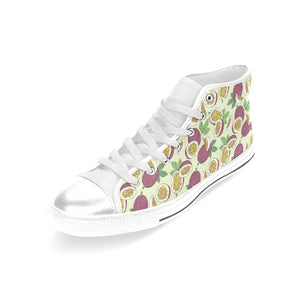 Paassion fruit pattern Women's High Top Canvas Shoes White