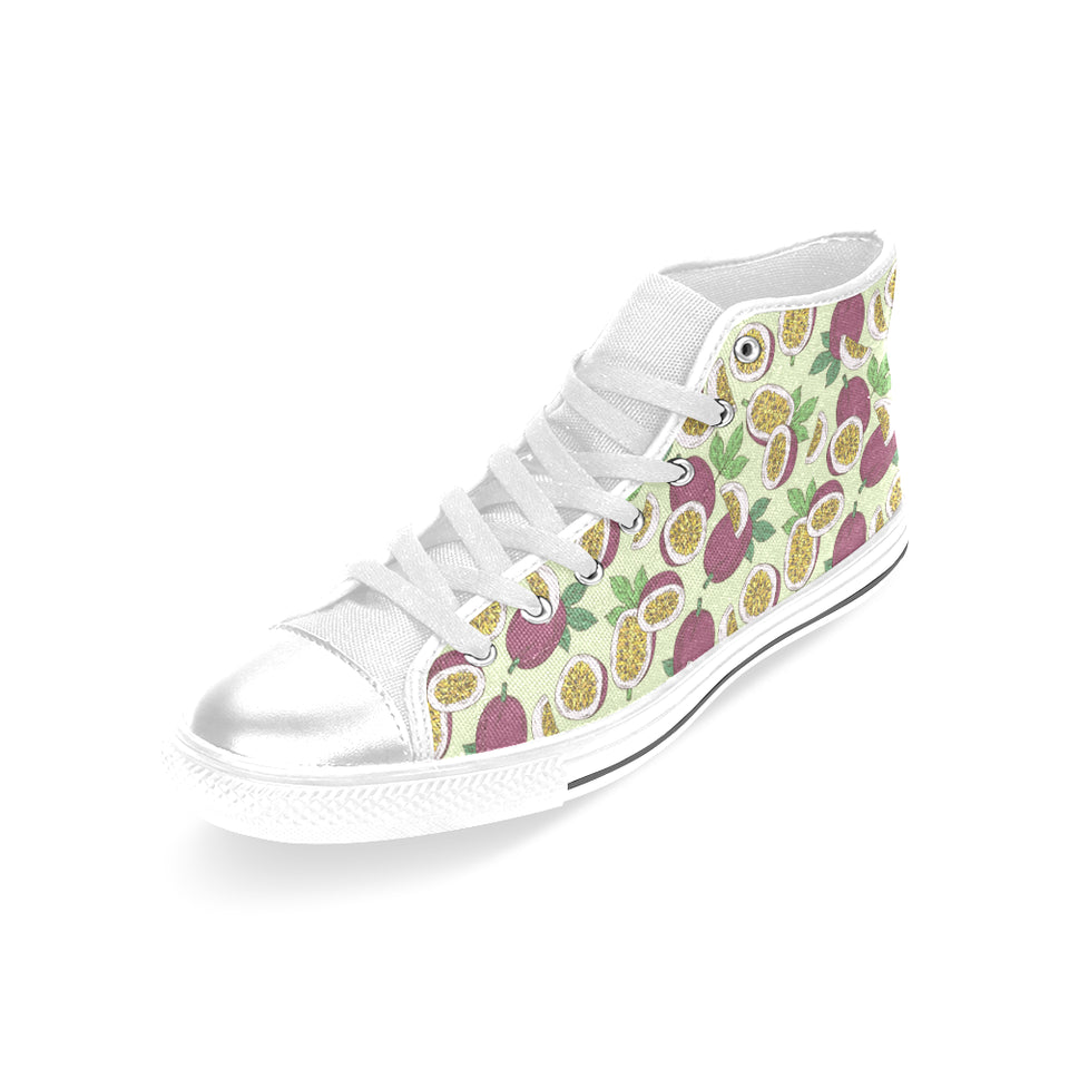 Paassion fruit pattern Women's High Top Canvas Shoes White