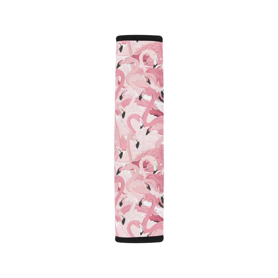 Pink flamingos pattern background Car Seat Belt Cover