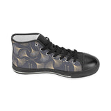 Gold ginkgo leaves Women's High Top Canvas Shoes Black