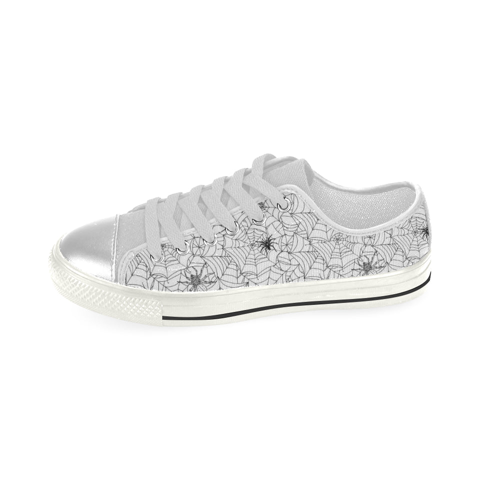 Spider web cobweb pattern Women's Low Top Canvas Shoes White
