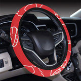 sushi pattern red background Car Steering Wheel Cover