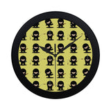 Cute ninja yellow background Elegant Black Wall Clock