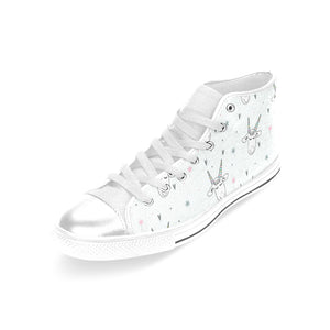 Cute goat design pattern Women's High Top Canvas Shoes White