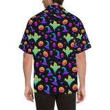Colorful halloween background Men's All Over Print Hawaiian Shirt