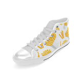 French fries white paper box pattern Men's High Top Canvas Shoes White