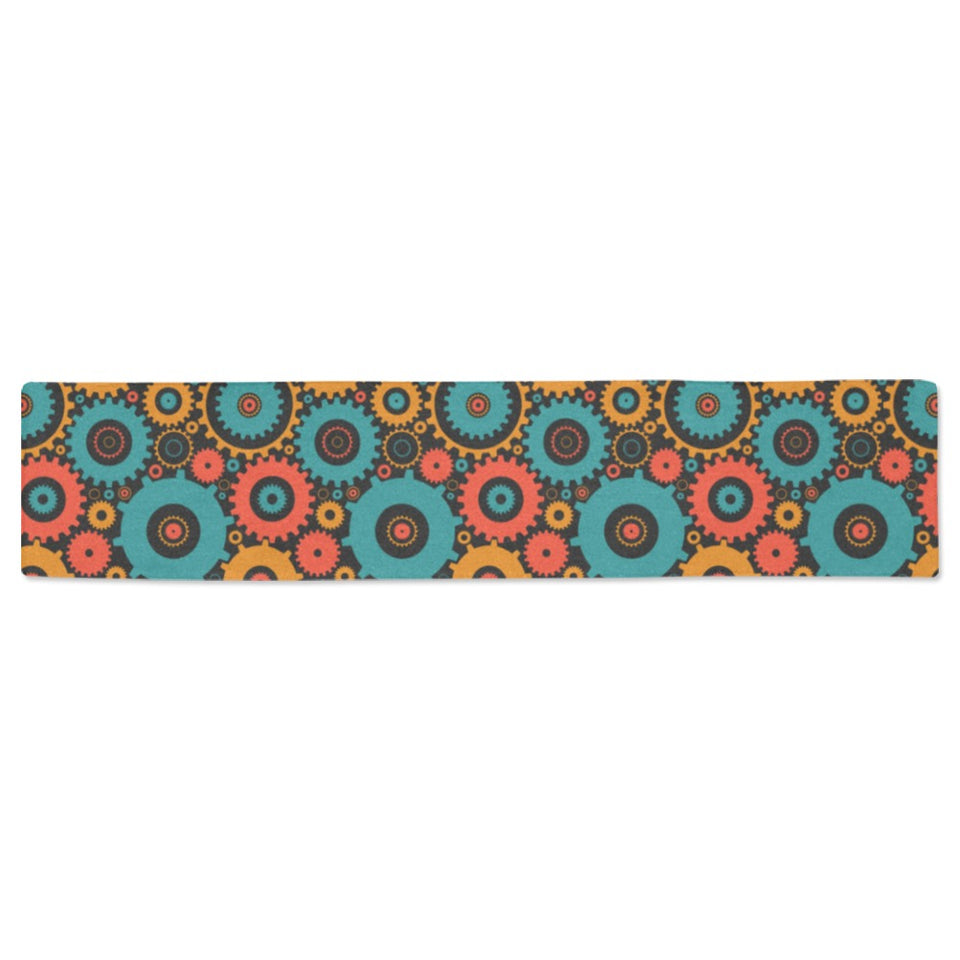 Gear Pattern Print Design 01 Table Runner