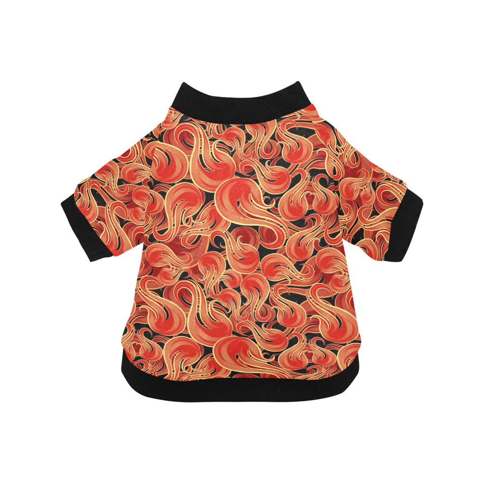 Fire flame pattern All Over Print Pet Dog Round Neck Fuzzy Shirt