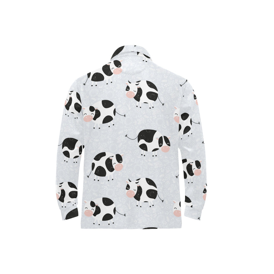 Cute cows pattern Men's Long Sleeve Polo Shirt