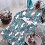 Cute rabbit pattern Blanket Robe with Sleeves