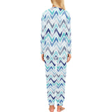 zigzag chevron blue pattern Women's All Over Print Pajama Set