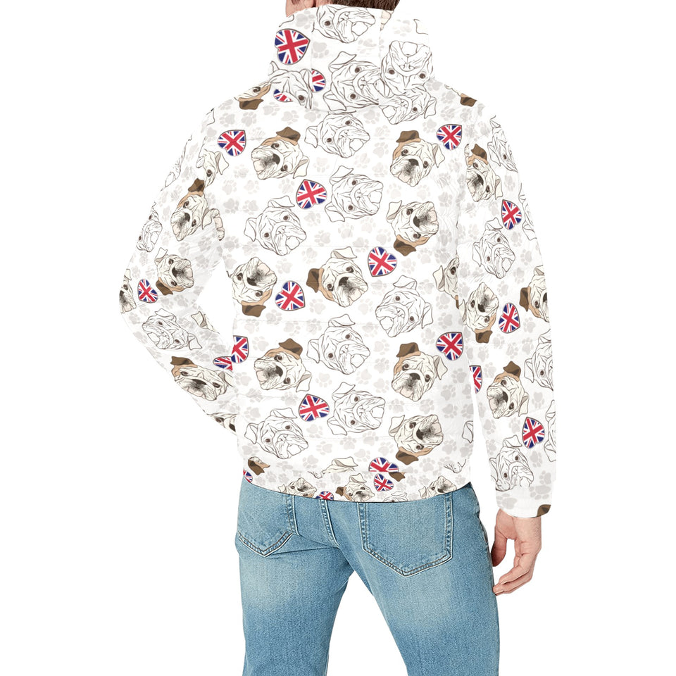 English Bulldog Pattern Print Design 01 Men's Padded Hooded Jacket