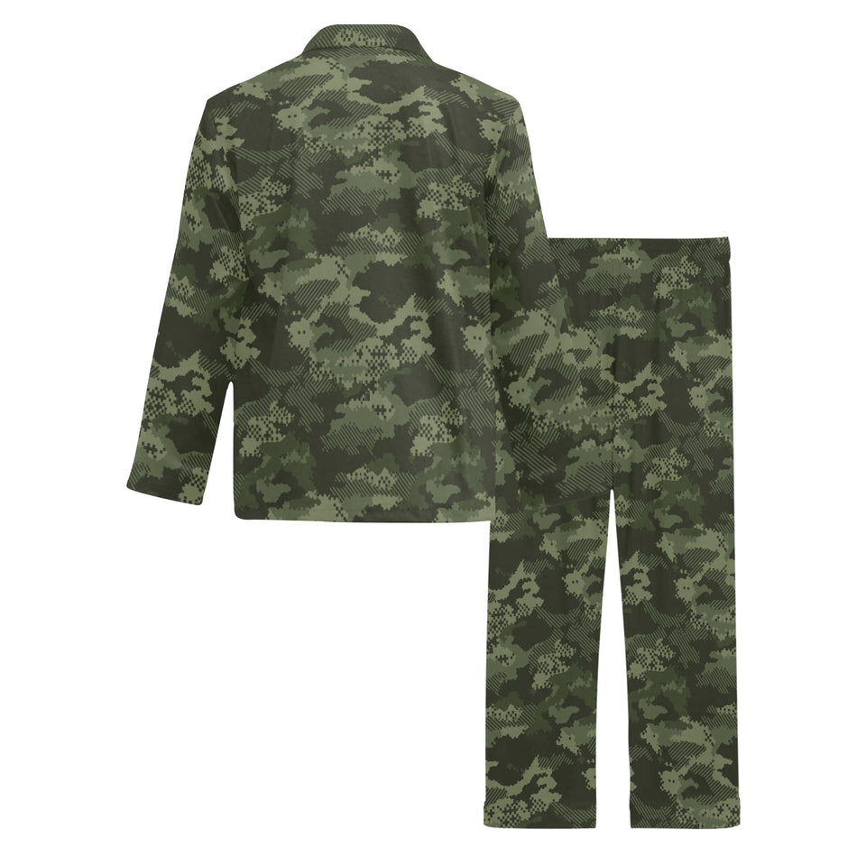 Digital Green camouflage pattern Men's Long Pajama Set
