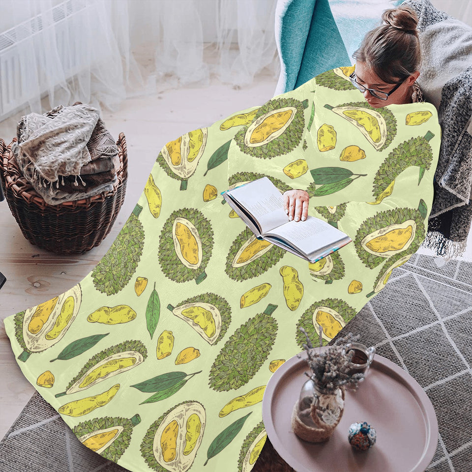 Durian leaves pattern background Blanket Robe with Sleeves