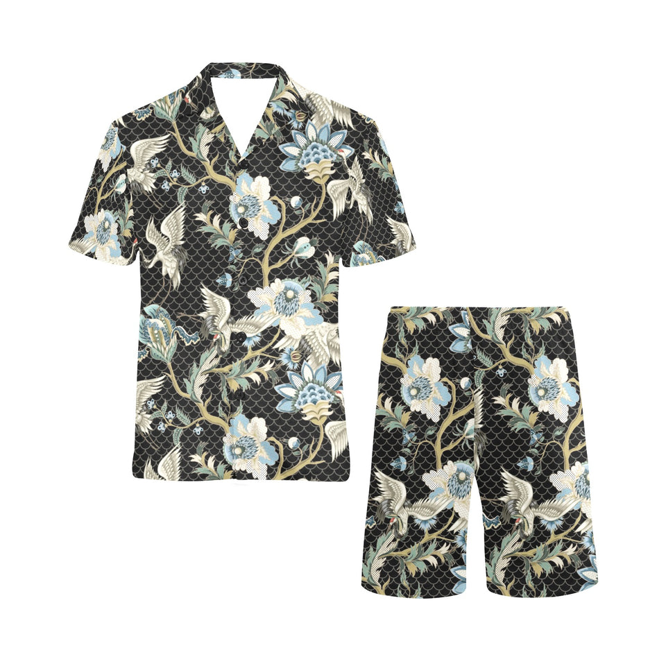 Indian Batik Style pattern Men's V-Neck Short Pajama Set