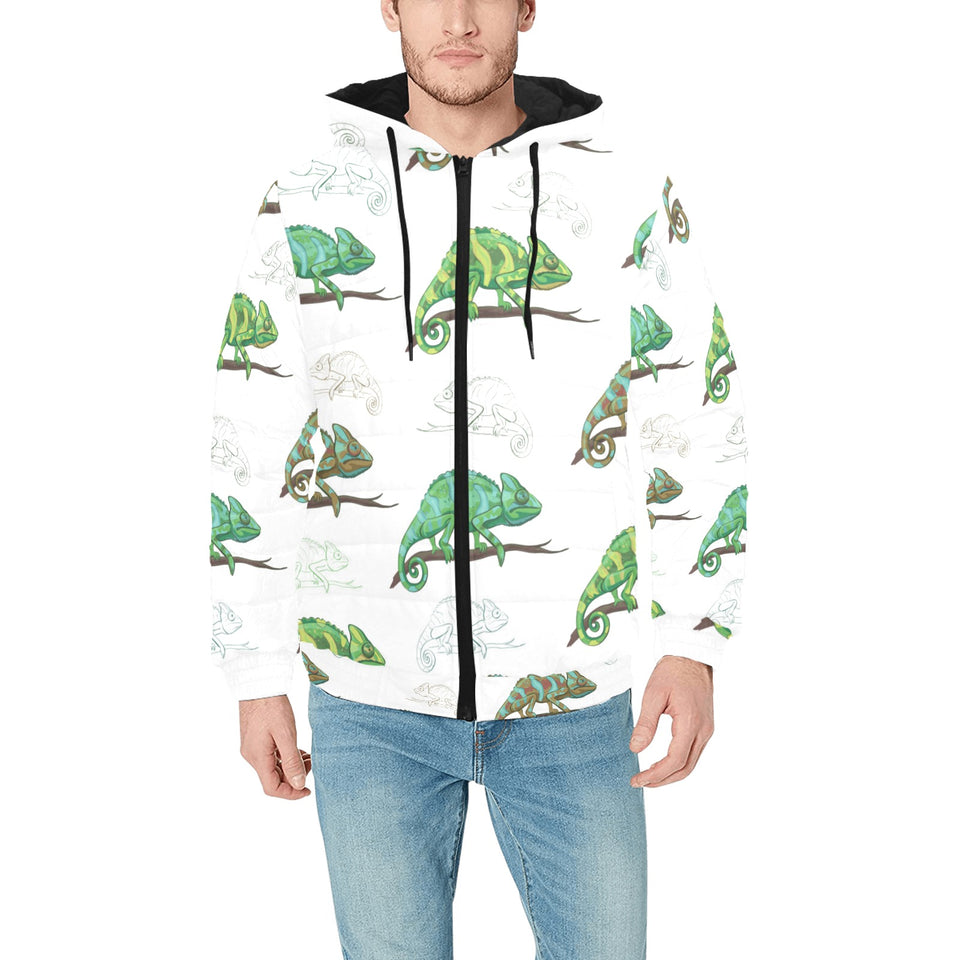Chameleon lizard pattern Men's Padded Hooded Jacket