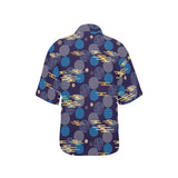 Blue japanese pattern cloud wave flower Women's All Over Print Hawaiian Shirt