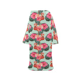 Beautiful flamingo tropical palm leaves hibiscus p Blanket Robe with Sleeves