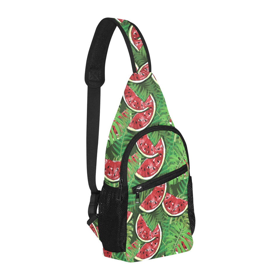 Watermelons tropical palm leaves pattern backgroun All Over Print Chest Bag