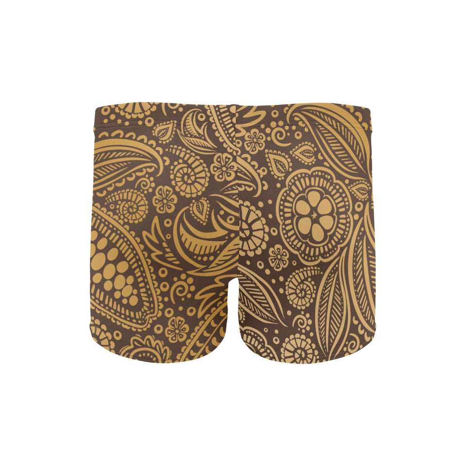 cacao beans tribal polynesian pattern background Men's Swimming Trunks