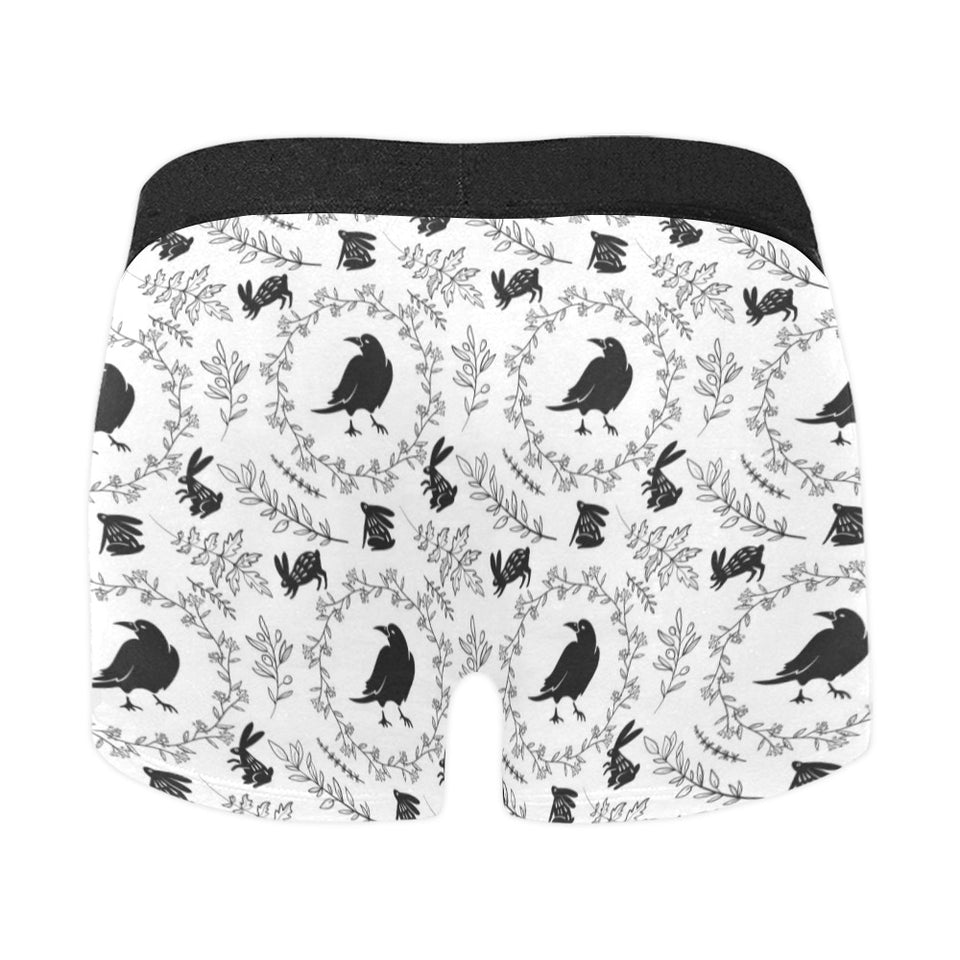 Crows floral wreath rabbit pattern Men's All Over Print Boxer Briefs Men's Underwear