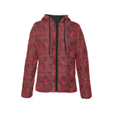 Rose Pattern Print Design 03 Women's Padded Hooded Jacket