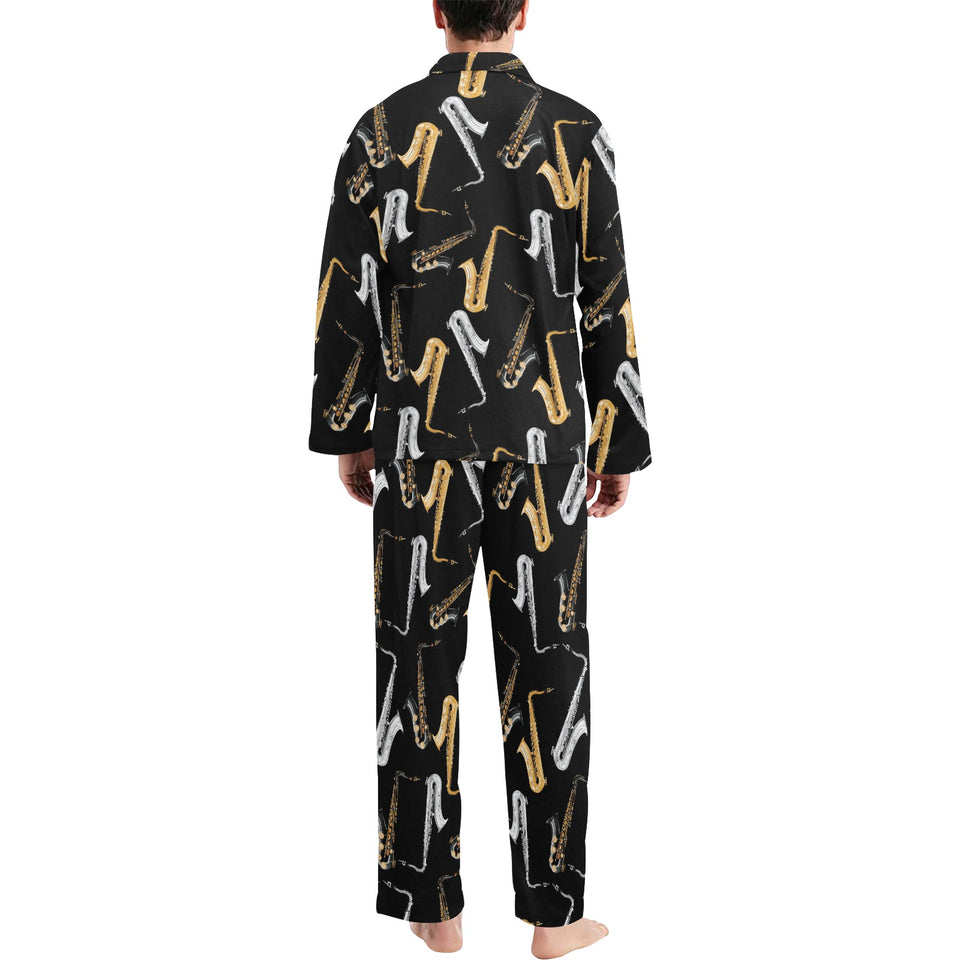 saxophone design pattern Men's Long Pajama Set