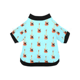 electric guitar pattern light blue background All Over Print Pet Dog Round Neck Fuzzy Shirt