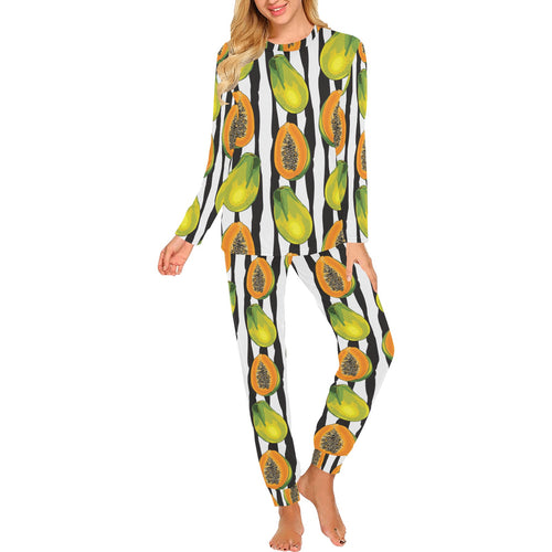 papaya design pattern Women's All Over Print Pajama Set