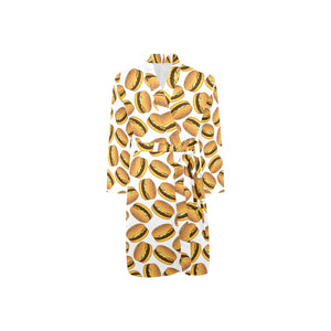 Hamburger Pattern Print Design 03 Men's Long Sleeve Belted Night Robe