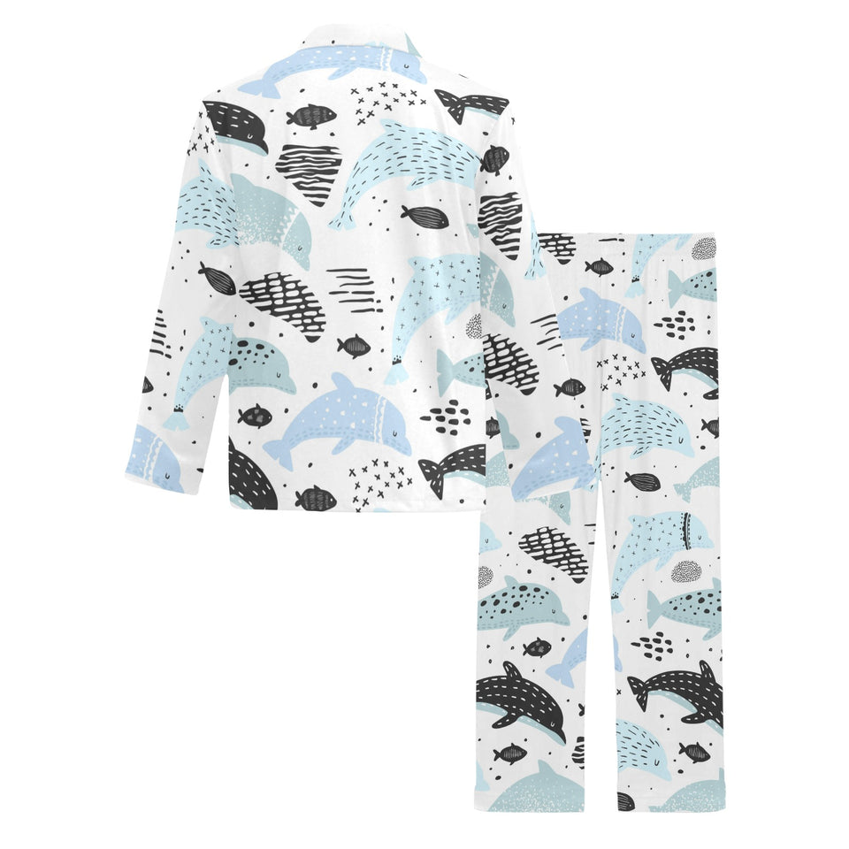 Cute dolphins Childish Style pattern Men's Long Pajama Set
