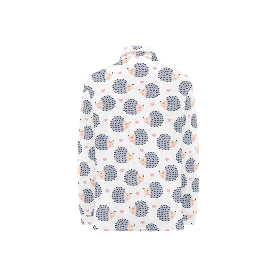 Hedgehog Pattern Print Design 04 Women's Long Sleeve Polo Shirt