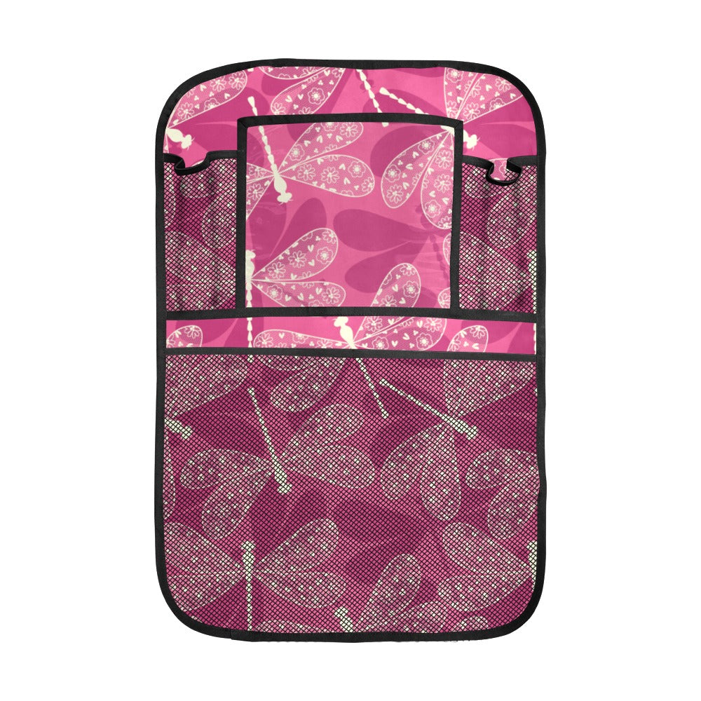 Beautiful dragonfly pink background Car Seat Back Organizer