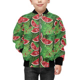 Watermelons tropical palm leaves pattern backgroun Kids' Boys' Girls' Bomber Jacket