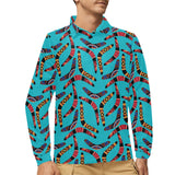 Boomerang Australian aboriginal ornament blue back Men's Long Sleeve Polo Shirt
