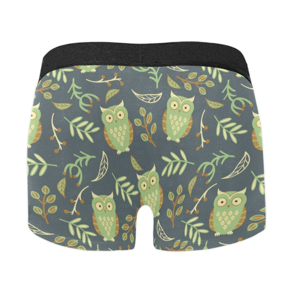 Cute owls leaves pattern Men's All Over Print Boxer Briefs Men's Underwear