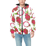dragon fruits white background Men's Padded Hooded Jacket