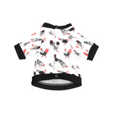 Cool rooster chicken cock floral ornament backgrou All Over Print Pet Dog Round Neck Fuzzy Shirt