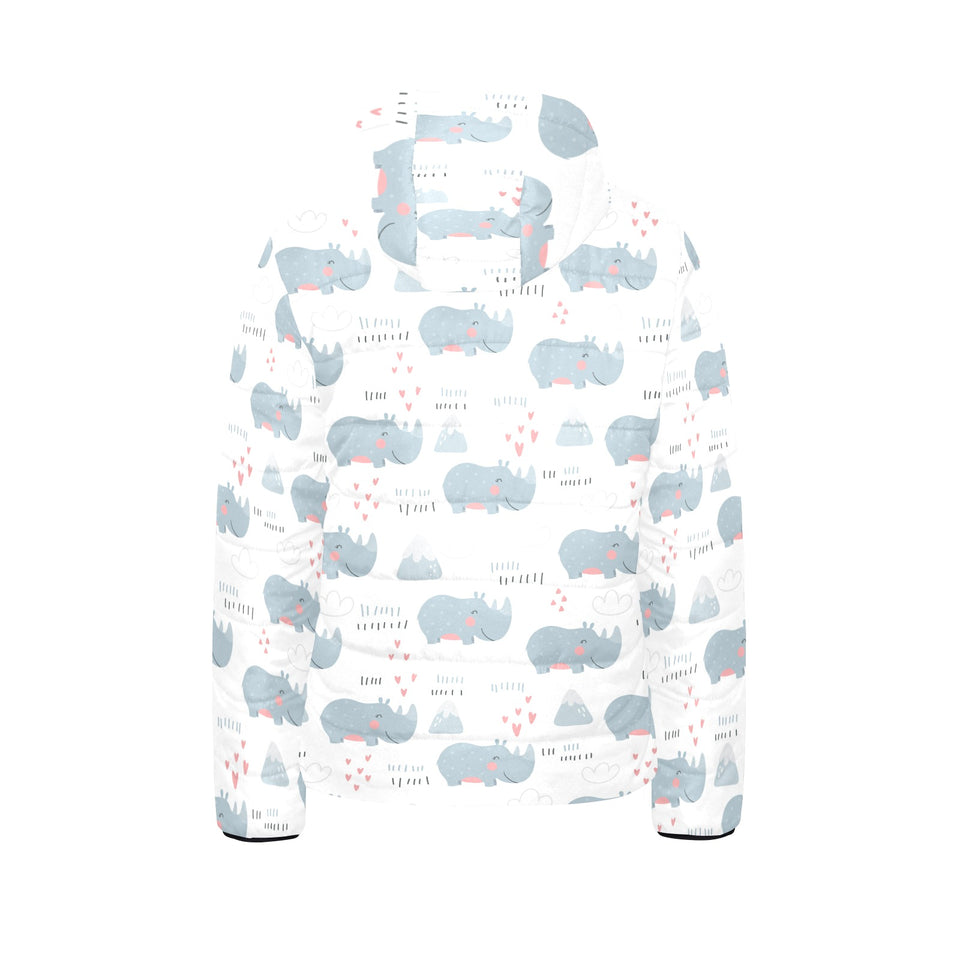 cute rhino heart pattern Kids' Boys' Girls' Padded Hooded Jacket