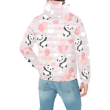 Cute panda ballon heart pattern Men's Padded Hooded Jacket