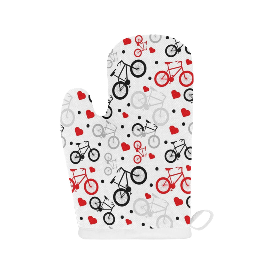 Bicycle Pattern Print Design 04 Heat Resistant Oven Mitts