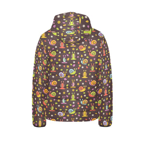 Snail Pattern Print Design 02 Kids' Boys' Girls' Padded Hooded Jacket