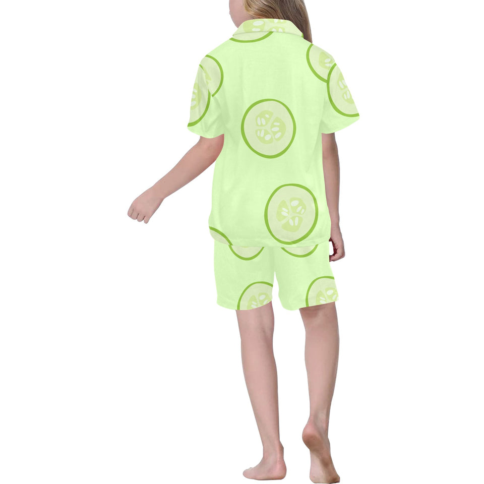 Cucumber pattern Kids' Boys' Girls' V-Neck Short Pajama Set