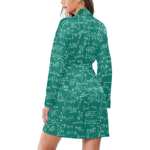 Math Pattern Print Design 01 Women's Long Sleeve Belted Night Robe