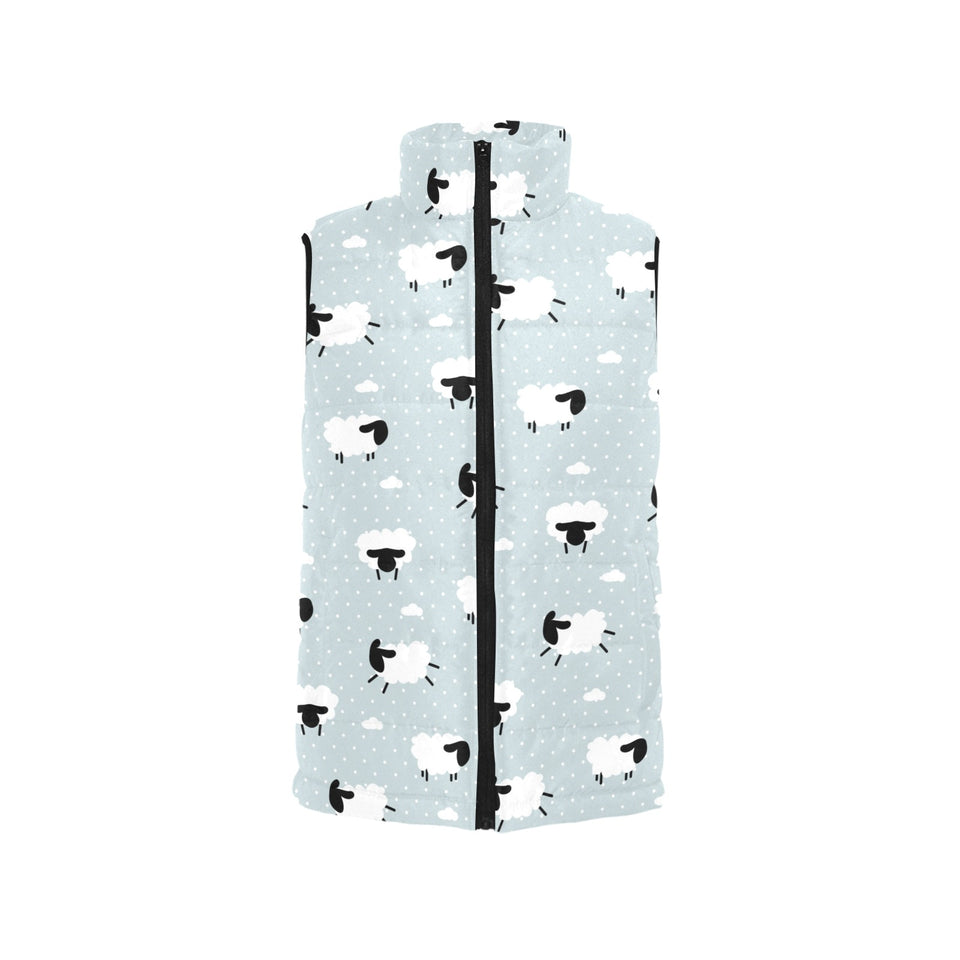Sheep polka dot cloud pattern Women's Padded Vest